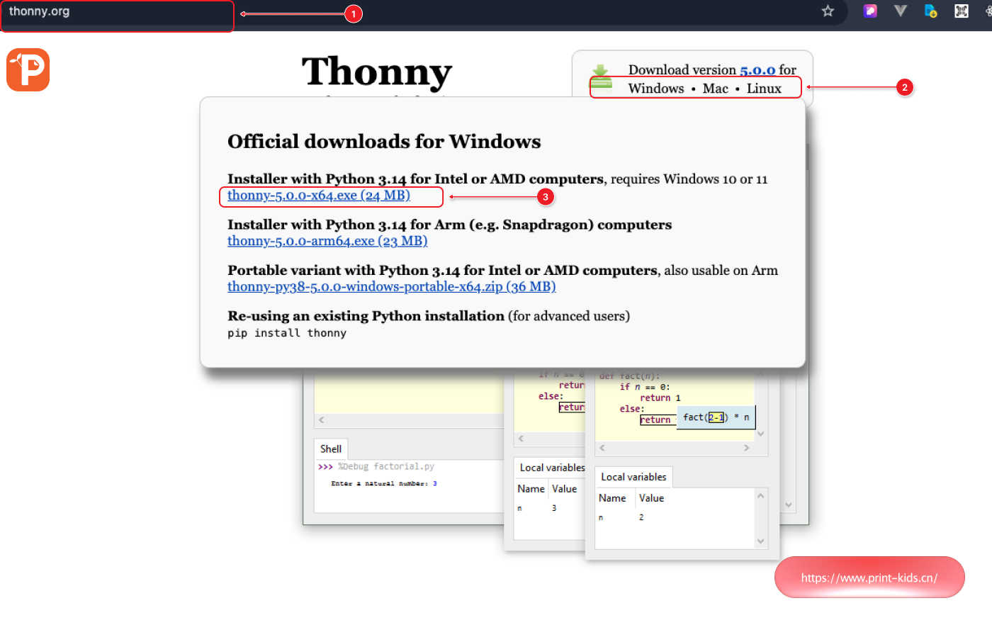 Thonny 下载页面示例